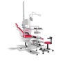 Modern dental chair with lighting with tools for drilling white