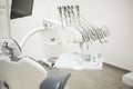 Modern dental clinic cabinet - dentist chair, equipment and tools. Dentistry, medical office Royalty Free Stock Photo