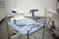 Modern dental clinic cabinet - dentist chair, equipment and tools. Dentistry, medical office Royalty Free Stock Photo