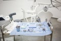 Modern dental clinic cabinet - dentist chair, equipment and tools. Dentistry, medical office Royalty Free Stock Photo