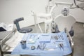 Modern dental clinic cabinet - dentist chair, equipment and tools. Dentistry, medical office Royalty Free Stock Photo