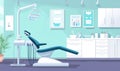 Modern dental clinic interior with examination chair and dental tools Royalty Free Stock Photo