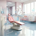 Modern dental practice. Dental chair and other accessories used by dentists , medic light Royalty Free Stock Photo