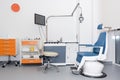Modern dental practice. Dental chair and other accessories used by dentists. Dentist Office, Dental Hygiene. Colorful Royalty Free Stock Photo
