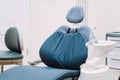 Modern dentistry clinic. Dental chair and tools for treatment and surgery of teeth. Dentist medical equipment. Royalty Free Stock Photo