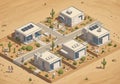 Modern desert housing concept featuring four compact, flat- Royalty Free Stock Photo