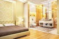 Modern design bathroom in bedroom