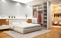 Modern design bedroom with bathroom and closet