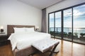 Modern Design Bedroom Interior Seascape View Royalty Free Stock Photo