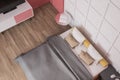 Modern design bedroom interior. top view Royalty Free Stock Photo