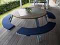 Modern design big round metal wooden table