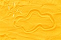 Modern design for blor with yellow sand texture, sun and cloud paint top view Royalty Free Stock Photo