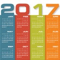 Modern design calendar 2017 year vector design template.12 mounts from January-December 2017.