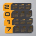 Modern design calendar 2017 year vector design template.12 mounts from January-December 2017.