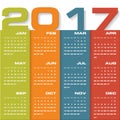 Modern design calendar 2017 year vector design template.12 mounts from January-December 2017.