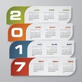 Modern design calendar 2017 year vector design template.12 mounts from January-December 2017.
