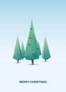 Modern design Christmas tree vector card template with 3D style. Xmas tree in the woods. Holiday postcard. Royalty Free Stock Photo