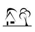 Modern design house sketch vector with tree