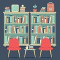 Modern Design Interior Chairs and Bookshelf Royalty Free Stock Photo