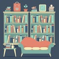 Modern Design Interior Chairs and Bookshelf Royalty Free Stock Photo