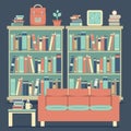 Modern Design Interior Chairs and Bookshelf Royalty Free Stock Photo