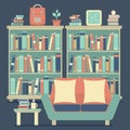 Modern Design Interior Chairs and Bookshelf Royalty Free Stock Photo