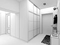 Modern design interior of hall,corridor. 3D render Royalty Free Stock Photo