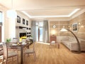 Modern design interior of living-room. 3D render Royalty Free Stock Photo