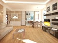 Modern design interior of living-room. 3D render Royalty Free Stock Photo