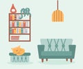 Modern Design Interior Sofa And Book Cabinet