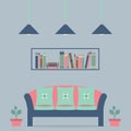 Modern Design Interior Sofa and Bookshelf Royalty Free Stock Photo