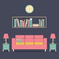 Modern Design Interior Sofa and Bookshelf Royalty Free Stock Photo