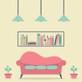 Modern Design Interior Sofa and Bookshelf Royalty Free Stock Photo