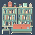 Modern Design Interior Sofa and Bookshelf Royalty Free Stock Photo