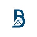 Modern design letter B with blue color on the white background