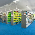 Library interior with functional shelves Royalty Free Stock Photo