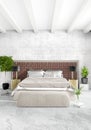 Modern loft interior bedroom or living room with eclectic wall with space. 3D rendering. Royalty Free Stock Photo
