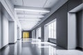 Modern Design: A Long, Empty Hallway with Black and White Aesthetics, ai generative Royalty Free Stock Photo