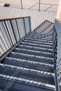 Modern design metal staircase, stair for fire escape with railing Royalty Free Stock Photo