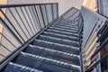 Modern design metal staircase, stair for fire escape with railing Royalty Free Stock Photo