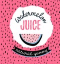 Modern design poster with slice watermelon and stylish lettering - 'watermelon juice'. Royalty Free Stock Photo