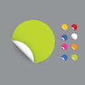 Modern design realistic stickers. Rolled stickers with space for