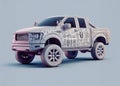 modern design render of truck pickup monster suv 4x4 powerful vehicle power schematics illustration