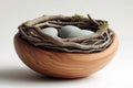 Modern design sculpture in the home interior in the form of a bird's nest Royalty Free Stock Photo