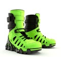 Modern design shoes, neon green, futuristic, trendy