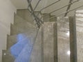 Modern design of stairs in apartments. An example of conceptual interior renovation and renovation of apartments and offices