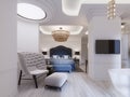 Modern design Suite with elegant furnishings and an open bathroom and bedroom
