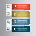 Modern design template for infographics. Numbered banner with 4 steps, parts, options