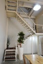The modern design white steel staircase. loft, interior concept.
