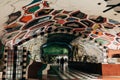 modern designed colorful metro station in Stockholm, Sweden